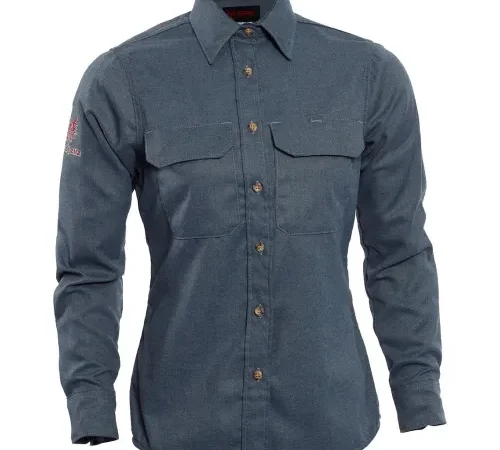 DRIFIRE Women's Tecgen Flame Resistant Work Shirt, 5XL Tall, Light Blue
