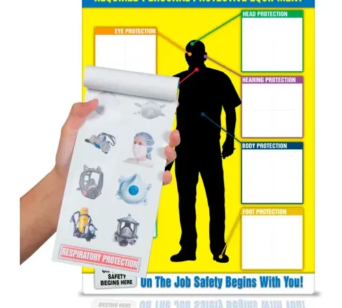 Accuform PPE248 PPE-ID" Customizable PPE Poster and Stickers, 24" x 18"