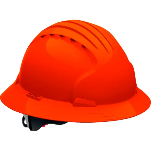 Bright orange construction safety helmet