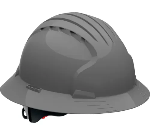 Gray construction hard hat with ridges
