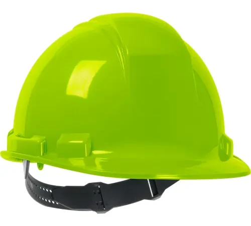 Bright lime green construction hard hat