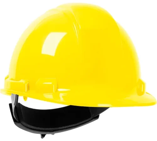 Yellow construction hard hat on white background