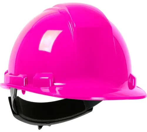 Bright pink construction hard hat