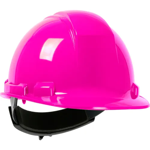 Bright pink construction hard hat