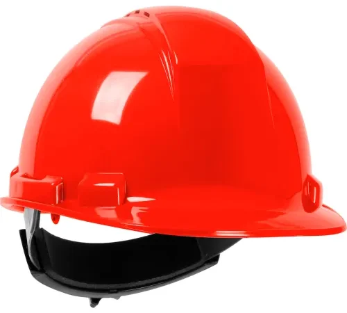 Red construction safety hard hat