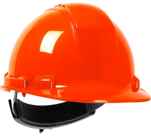 Bright orange construction hard hat
