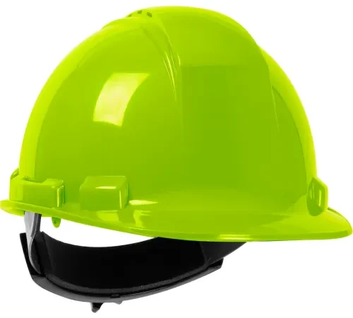 Neon green construction safety hard hat