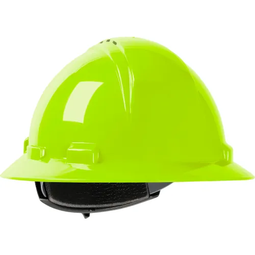Neon green construction safety hard hat