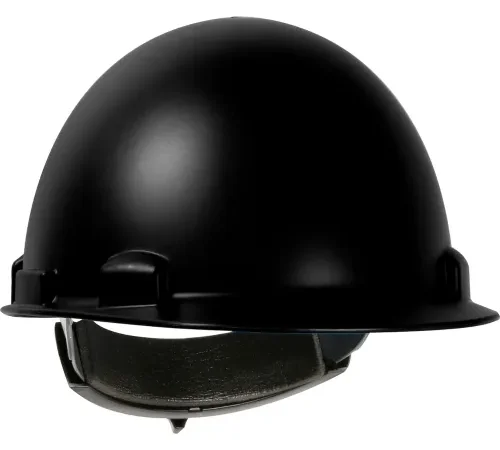 Black industrial safety hard hat