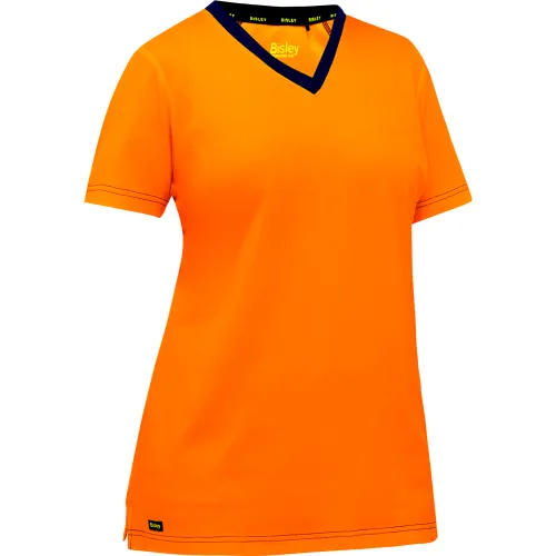 Pip Global Bisley® Women's Short Sleeve T-Shirt, S, Hi-Vis Orange