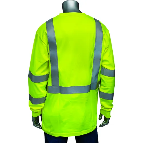 PIP Men's AR/FR Crew Neck Long Sleeve T-Shirt, Class 3, L, Hi-Vis Yellow - Image 2