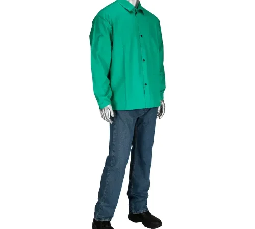 Mannequin in green shirt and blue jeans