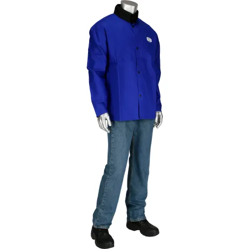 Mannequin wearing blue chef jacket and jeans