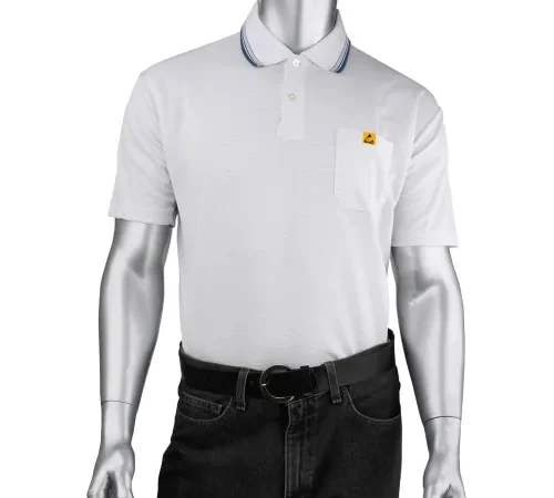 Uniform Technology™ Men's Short Sleeve ESD Polo Shirt, M, White