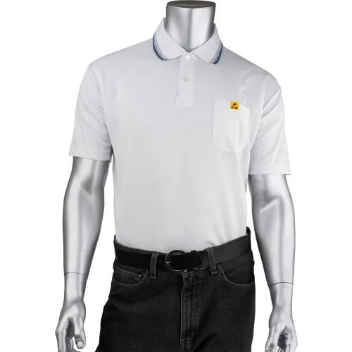 Uniform Technology™ Men's Short Sleeve ESD Polo Shirt, M, White