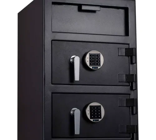 Protex Large Dual-Door Front Loading Depository Safe w/ Electronic Lock FDD-3020 II 20"x20"x30" Gray