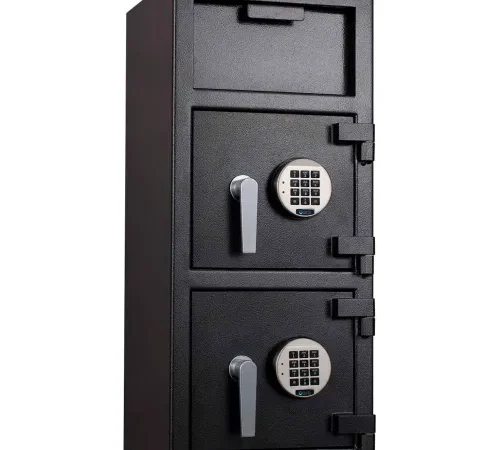 Protex FDD-3214 II Narrow Body Dual Door Depository Safe With Electronic Lock  14" x 14" x 32" Gray