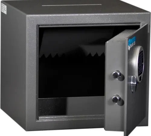 Protex Burglary Safe with a Drop Slot & Electronic Lock HD-34C 14-1/8" x 12-3/4" x 13" Gray