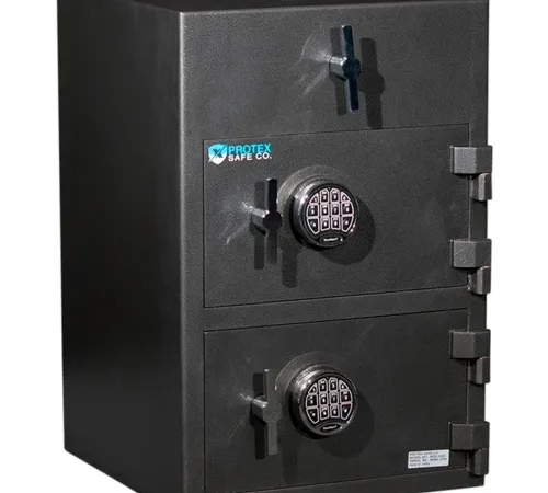 Protex Large Top Loading Dual-Door Depository Safe With Electronic Lock RDD-3020 20"x20"x30" Gray
