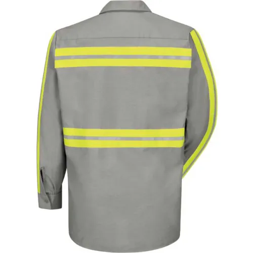 Red Kap Enhanced Visibility Industrial Long Sleeve Work Shirt, Gray, Poly/Cotton, Regular L - Image 2