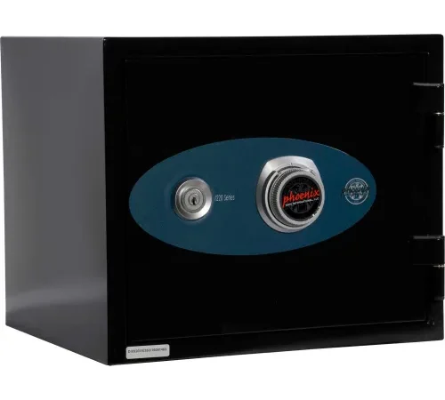 Black compact safe with dial and key