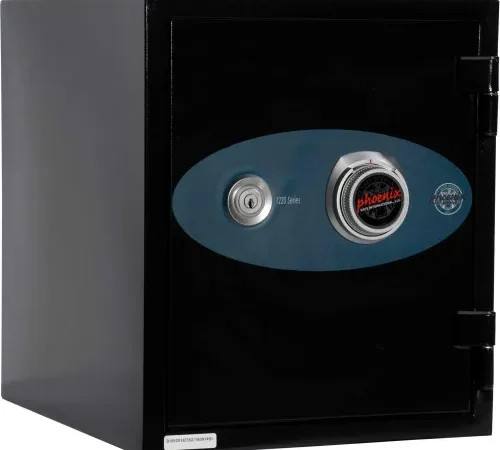 Black security safe with combination dial
