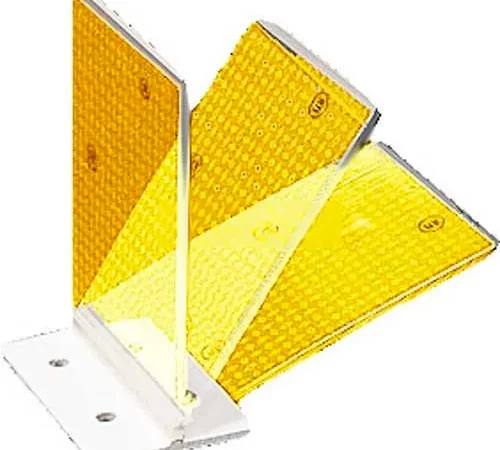 Plastic Concrete Barrier Mount Reflector, 3" X 4", Flex Hinge, 2-Sided, Yellow - Pkg Qty 50