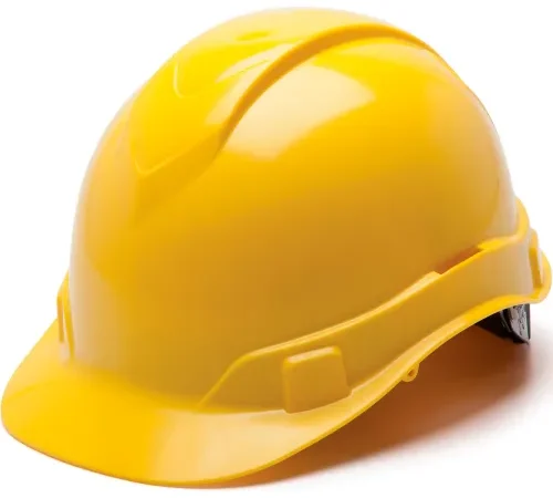 Yellow construction hard hat on white background