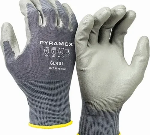 Pair of gray Pyramex work gloves