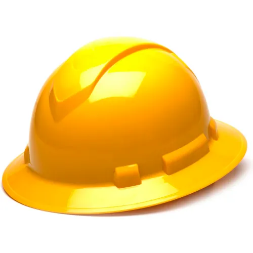 Yellow construction hard hat on white background