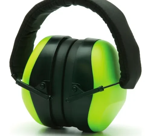 Low Profile Foldaway Earmuffs, Hi-Vis Lime, NRR 26dB, Individually Packaged
