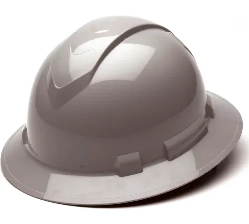 Gray construction hard hat on white background