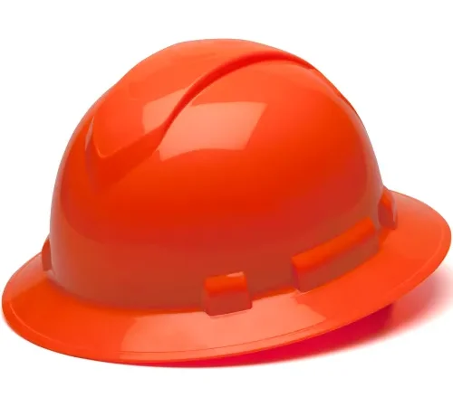 Bright orange construction hard hat
