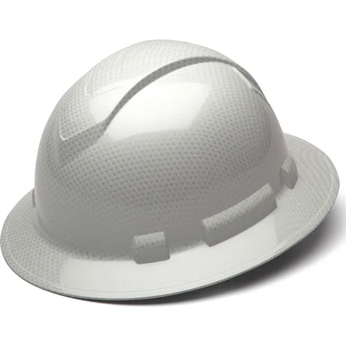 White full-brim construction hard hat