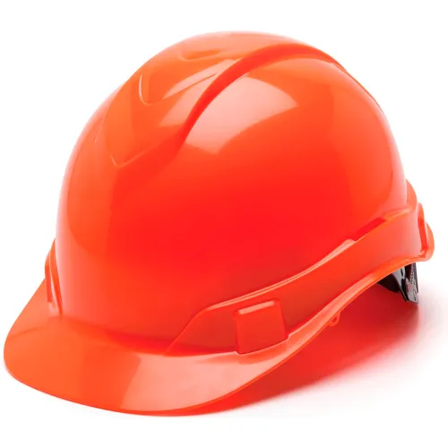 Bright orange construction safety hard hat