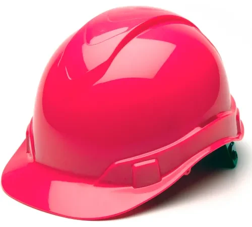 Glossy pink construction hard hat
