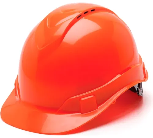 Bright orange construction safety hard hat