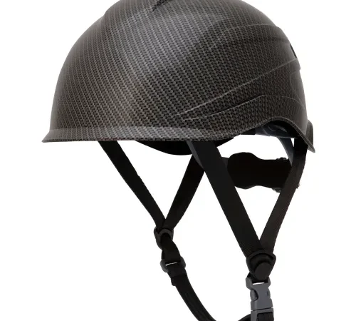 Carbon fiber helmet with adjustable chin strap