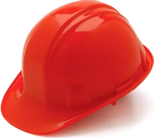 Red construction hard hat on white