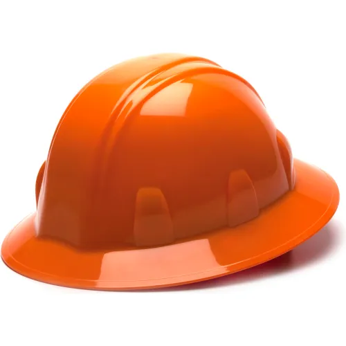 Orange construction hard hat on white background