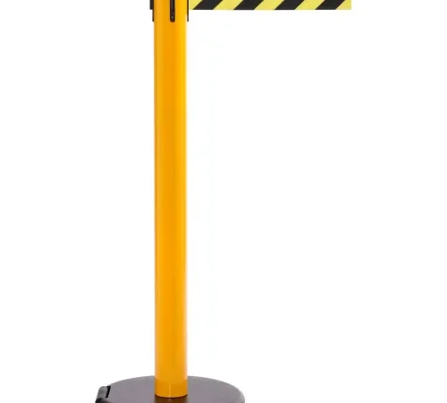 Yellow retractable belt stanchion