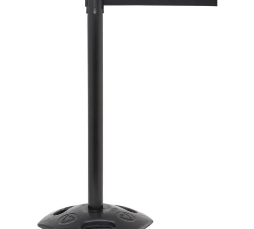 Black retractable belt stanchion post