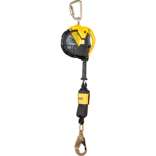 Yellow self-retracting lifeline with carabiner