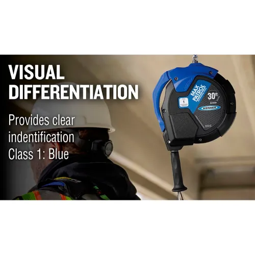 Blue retractable fall arrest lifeline reel