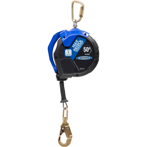 50ft retractable safety lifeline with carabiners