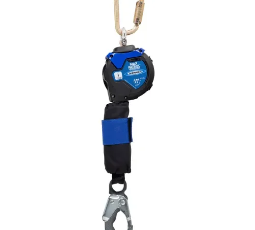 Blue retractable fall-arrest lanyard with carabiner