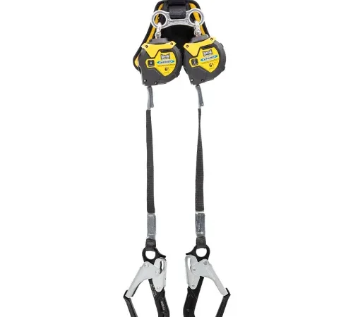 Dual self-retracting safety lanyard with hooks