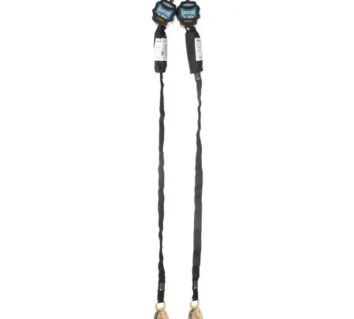 Two black safety lanyards with hooks