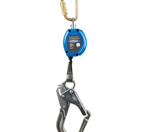 Self-retracting lifeline with carabiner and hook