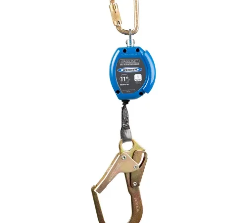 Blue retractable safety lifeline with carabiner